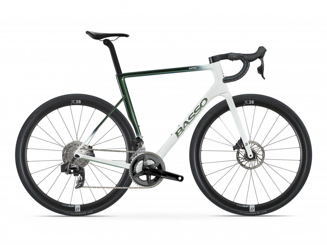 Astra disc, pop green, Sram Rival eTap AXS, Microtech RE38, 2023